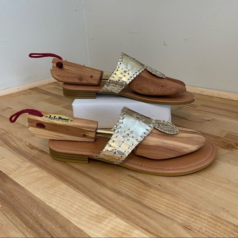 Altar'd State Light Gold 'Rosetta' Style Woven Flat Slide On Sandals Size 8 1/2 - Picture 3 of 10